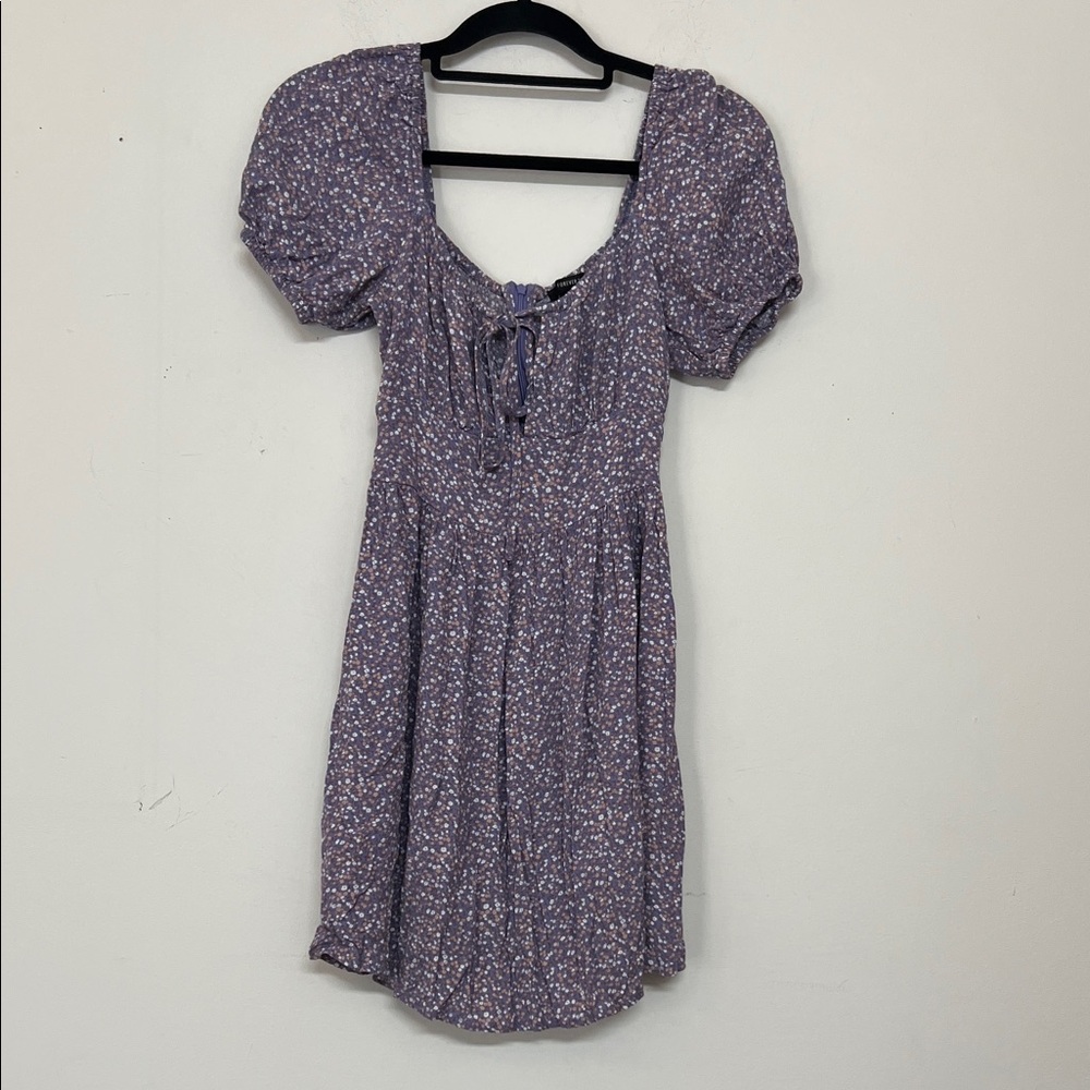 🌞 Forever 21 Y2k Kawaii core Lavender Floral Puff Sleeve Mini Dress women size S